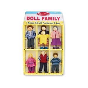 Melissa & Doug 7-Piece Poseable Wooden Doll Family for Dollhouse